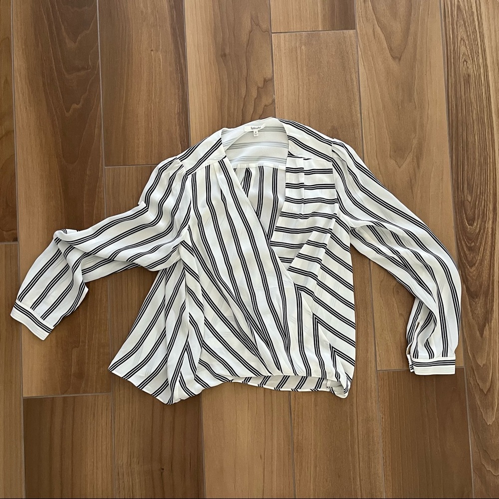 Splendid White with Black Stripes Blouse Size Medium
